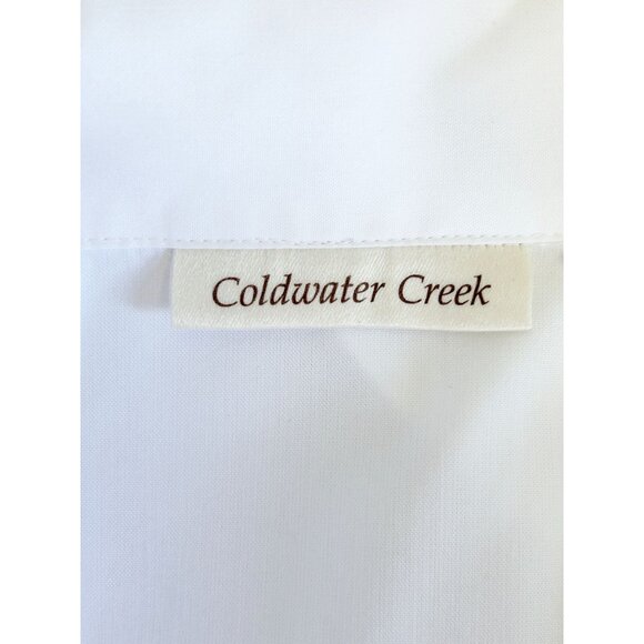 Coldwater Creek Long Sleeve Collared Button Cotton Blouse in White - Sz L - Picture 3 of 6